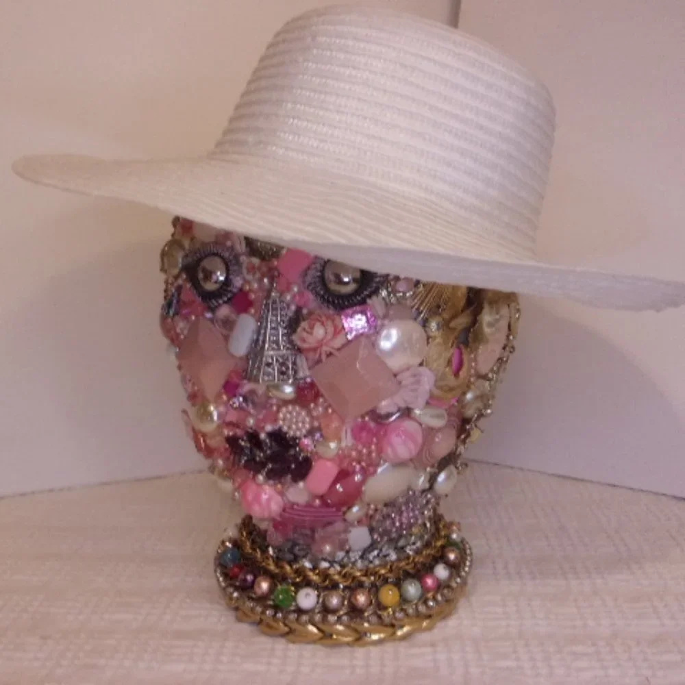 White Woven Cottage Core Style Sunhat - Picture 2 of 4